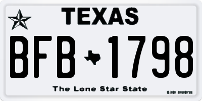 TX license plate BFB1798