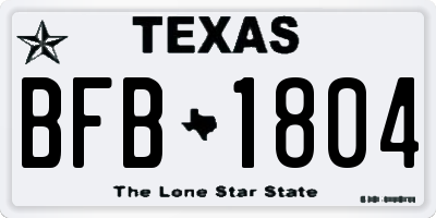 TX license plate BFB1804