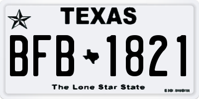 TX license plate BFB1821