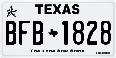 TX license plate BFB1828