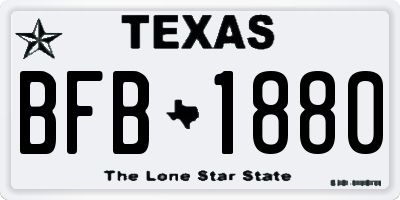 TX license plate BFB1880
