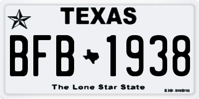 TX license plate BFB1938