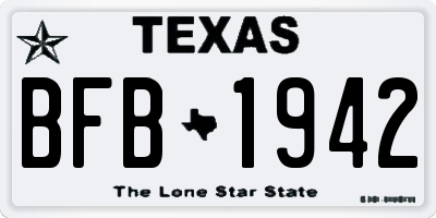 TX license plate BFB1942