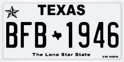 TX license plate BFB1946