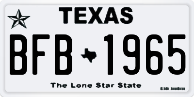 TX license plate BFB1965