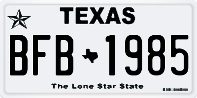TX license plate BFB1985