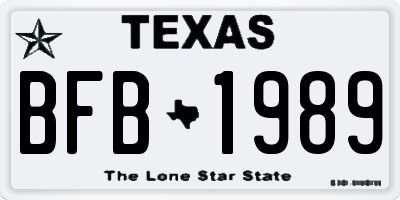 TX license plate BFB1989