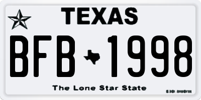 TX license plate BFB1998