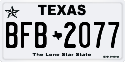 TX license plate BFB2077