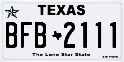 TX license plate BFB2111