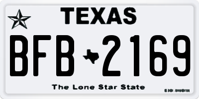 TX license plate BFB2169