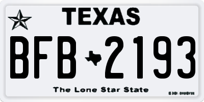 TX license plate BFB2193