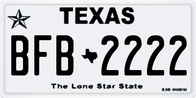 TX license plate BFB2222