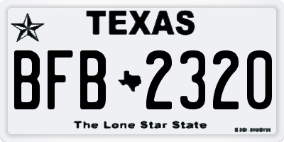 TX license plate BFB2320