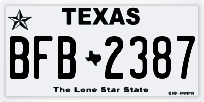 TX license plate BFB2387