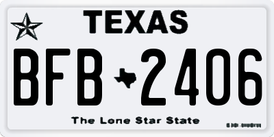 TX license plate BFB2406
