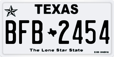 TX license plate BFB2454
