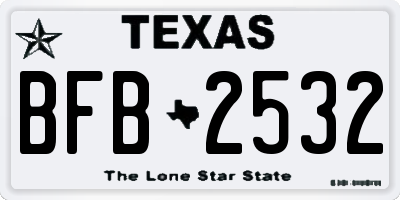 TX license plate BFB2532