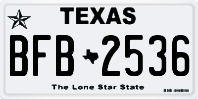 TX license plate BFB2536