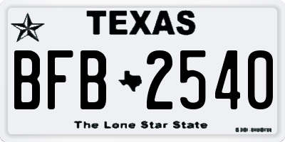 TX license plate BFB2540