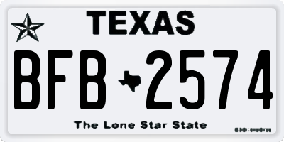 TX license plate BFB2574