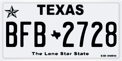 TX license plate BFB2728