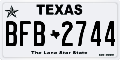 TX license plate BFB2744