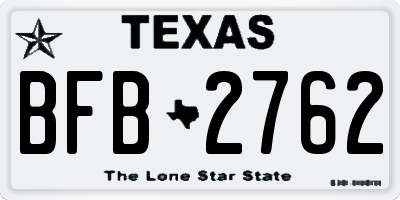 TX license plate BFB2762