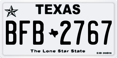 TX license plate BFB2767