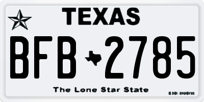 TX license plate BFB2785