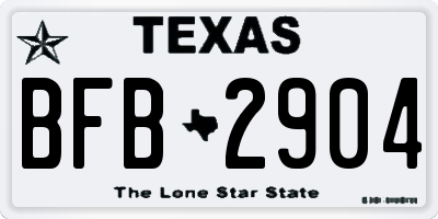 TX license plate BFB2904