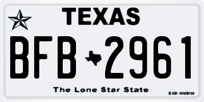 TX license plate BFB2961