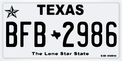 TX license plate BFB2986