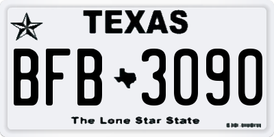 TX license plate BFB3090