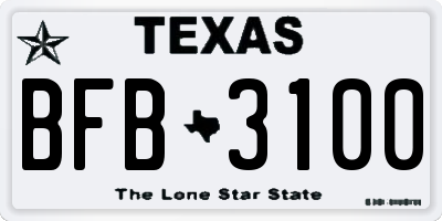 TX license plate BFB3100