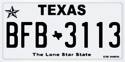 TX license plate BFB3113