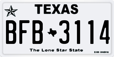 TX license plate BFB3114