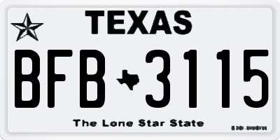 TX license plate BFB3115
