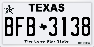 TX license plate BFB3138