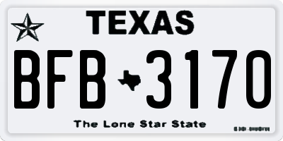 TX license plate BFB3170