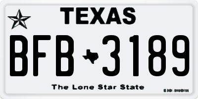 TX license plate BFB3189