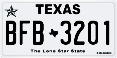 TX license plate BFB3201