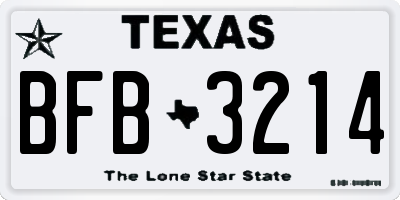 TX license plate BFB3214