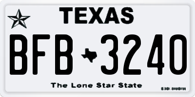 TX license plate BFB3240