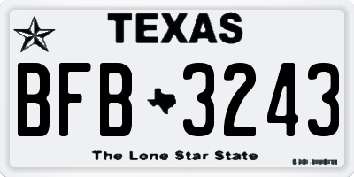 TX license plate BFB3243