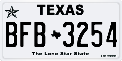 TX license plate BFB3254