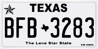 TX license plate BFB3283