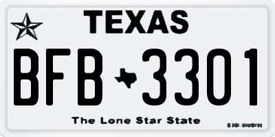 TX license plate BFB3301