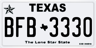 TX license plate BFB3330
