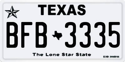 TX license plate BFB3335